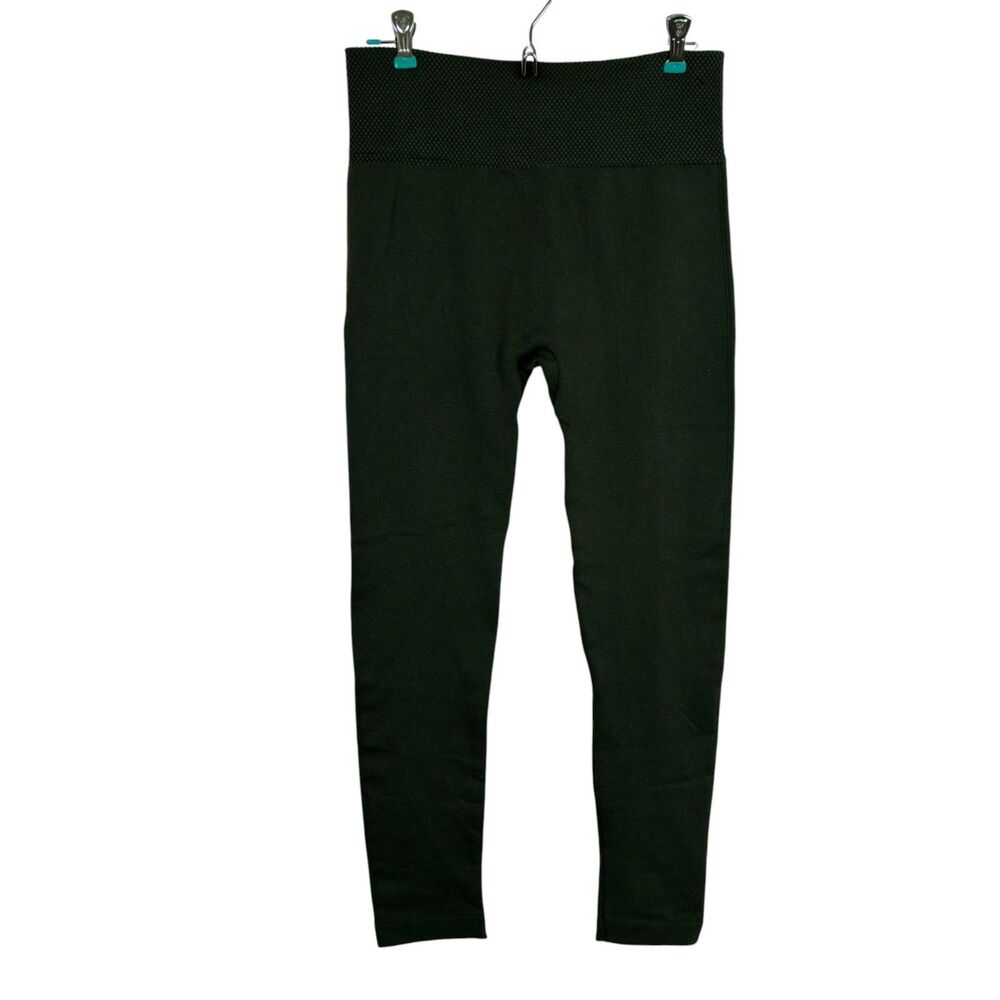 One 5 One Seamless Green Fleece Lined Knit Ankle Leggings Size Large/XL